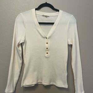 Madewell Cream Ribbed Button-Front Blouse